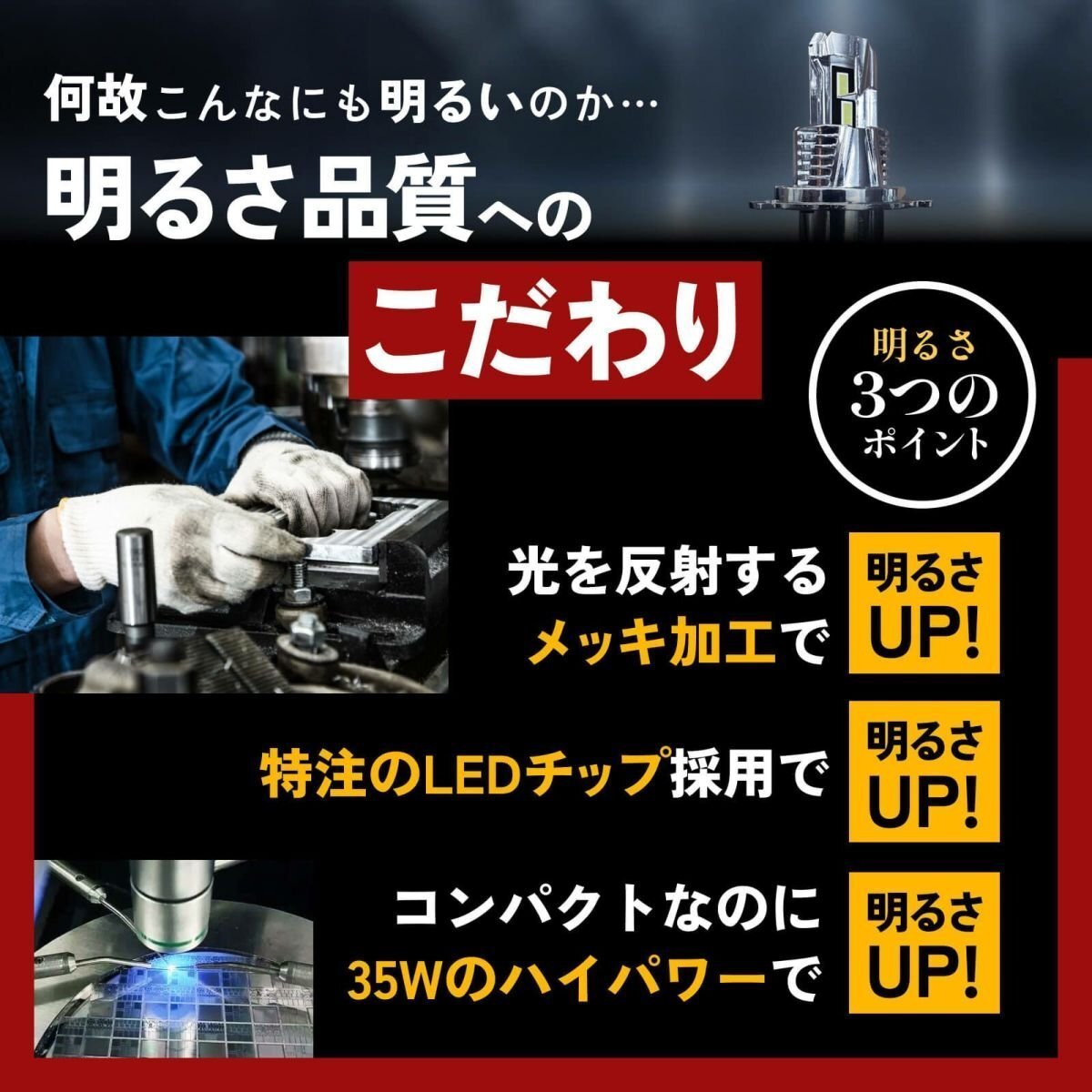 【2000円OFF】限定セール【送料無料】HID屋 LED コンパクト爆光! ヘッドライト H4 バルブ 車検対応 簡単取付 スペーシアなどに_画像9