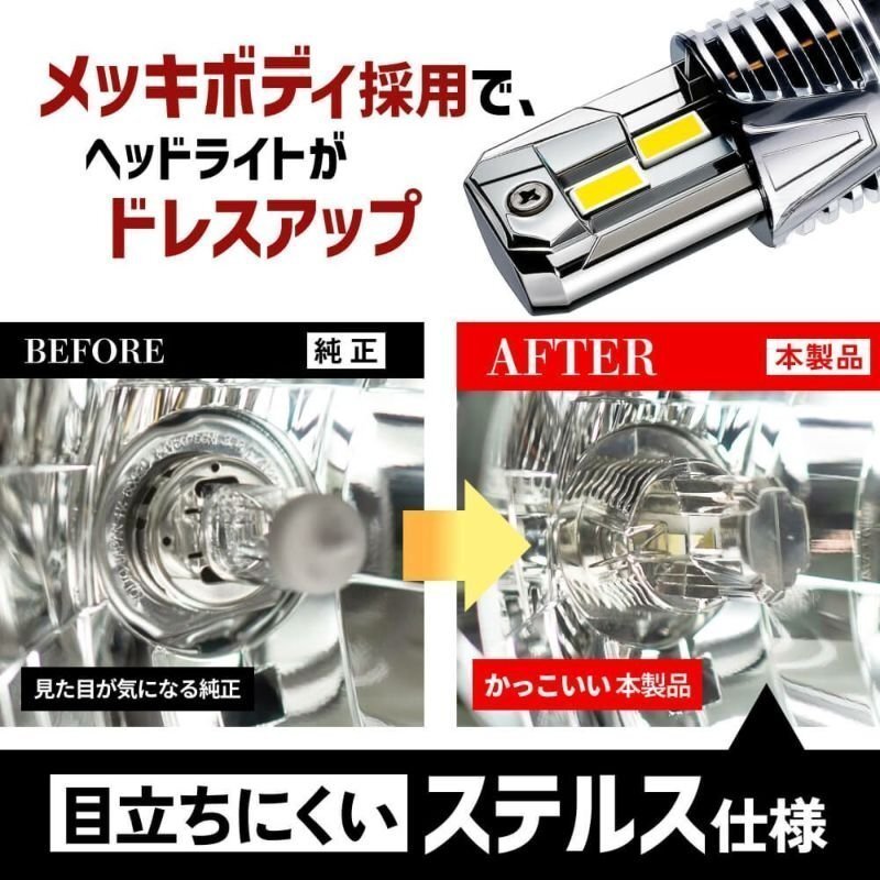 【20%OFF】バイクに！【送料無料】HID屋 爆光 LED ヘッドライト H4 バルブ 簡単取付 車検対応 安心保証 FZ-1などに_画像5