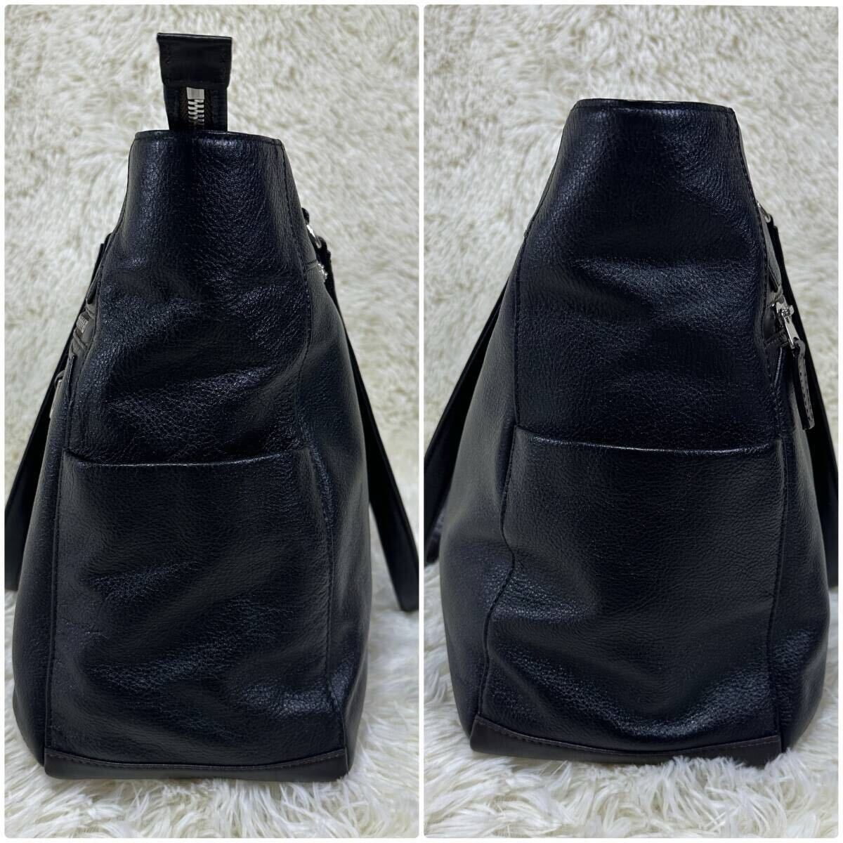 TAKEO KIKUCHI タケオキクチ レポート レザー トートバッグ ビジネスバッグ B4 712702 ブラック 牛革 PC対応 撥水 大容量 現行販売アリ_画像5