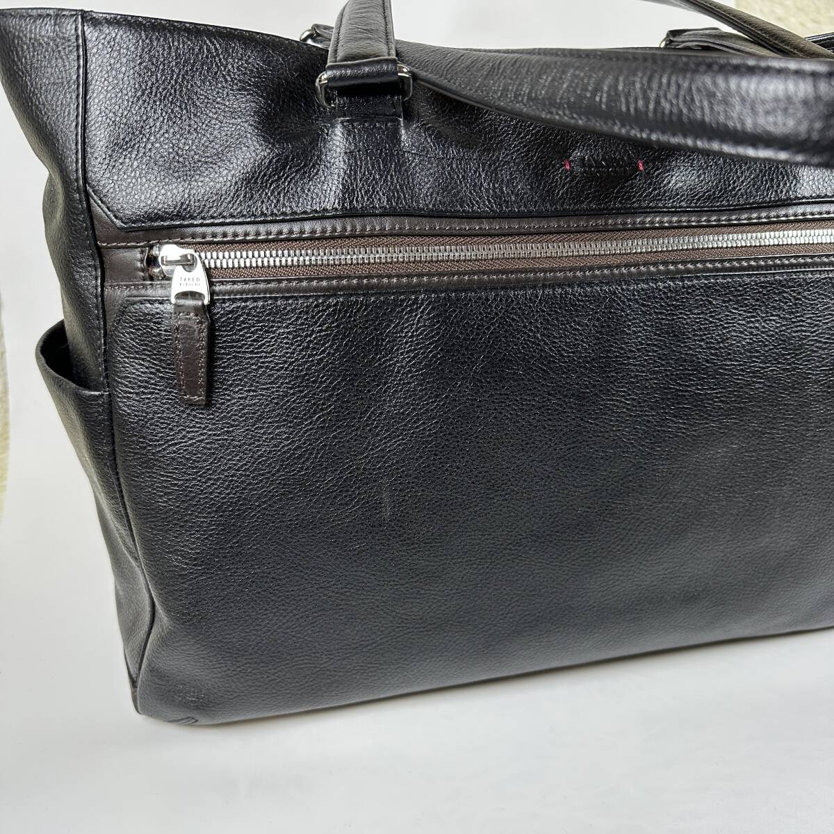 TAKEO KIKUCHI タケオキクチ レポート レザー トートバッグ ビジネスバッグ B4 712702 ブラック 牛革 PC対応 撥水 大容量 現行販売アリ_画像10