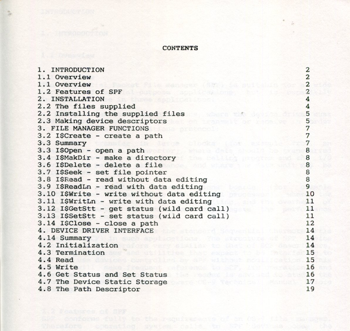 ■【Microware OS-9】SPS (SEQUENTIAL PACKET FILE MANAGER)Rev.1.0 Manual (88/12/10)_画像2