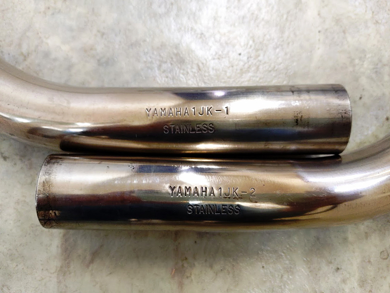 YAMAHA SRX400/600(1JL/1JK) оригинальный нержавеющая сталь EX труба левый правый 2 шт ( б/у прекрасный товар )