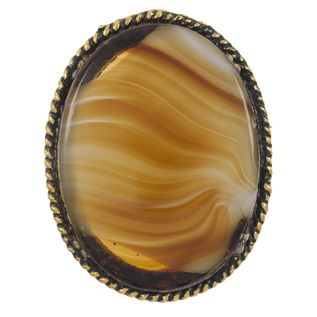 UK4346◆ 大粒 ブラウン系マーブルストーン ギブレガラス オーバル 英国 イギリス ◆ ヴィンテージブローチ ◆_画像1