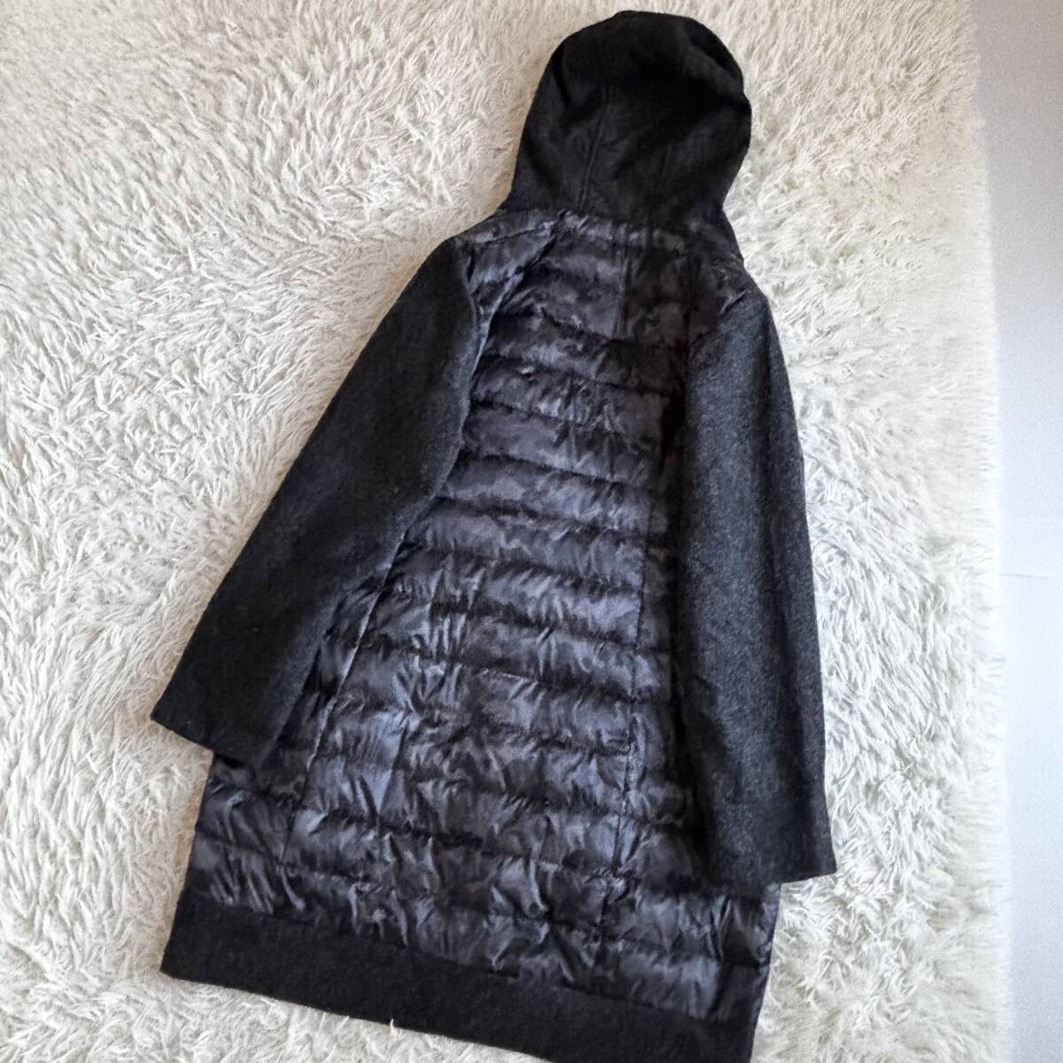 ⑥ 横浜元町 ゼラール Zelal 迷彩 異素材 コンビ フーディー ダウンコート 大きいサイズ 13_画像5