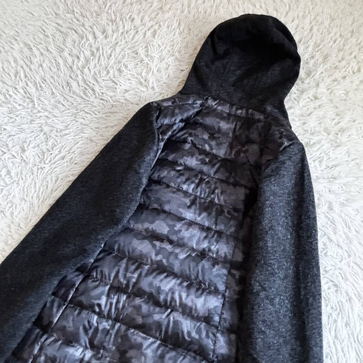 ⑥ 横浜元町 ゼラール Zelal 迷彩 異素材 コンビ フーディー ダウンコート 大きいサイズ 13_画像6