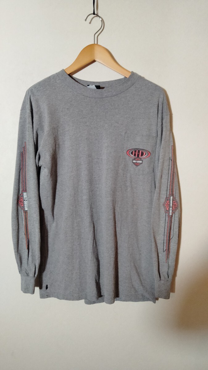 90s 00s ハーレーダビッドソン ロングスリーブTシャツ Harley-Davidson Mサイズ ロングTシャツ ロンT HOLOUBEK バイク 古着_画像7