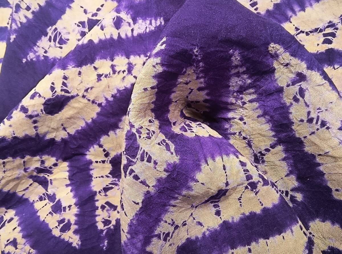 ◆◇『紅』・手細工アンティーク　正絹麻の葉柄本絞り帯揚げのみ　少難_画像1