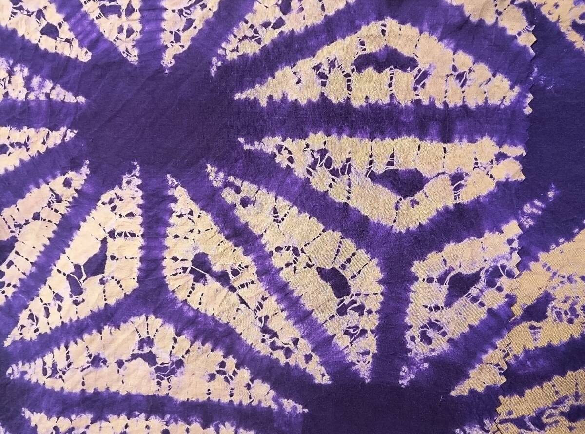 ◆◇『紅』・手細工アンティーク　正絹麻の葉柄本絞り帯揚げのみ　少難_画像4