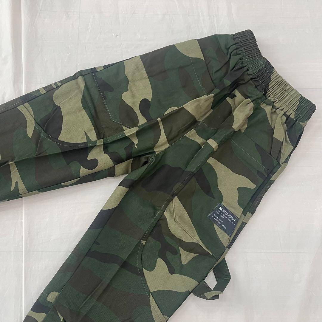 キッズカーゴパンツ（迷彩グリーン150ボトムスこども男の子ダンスカモフラ子供服k0084_画像6