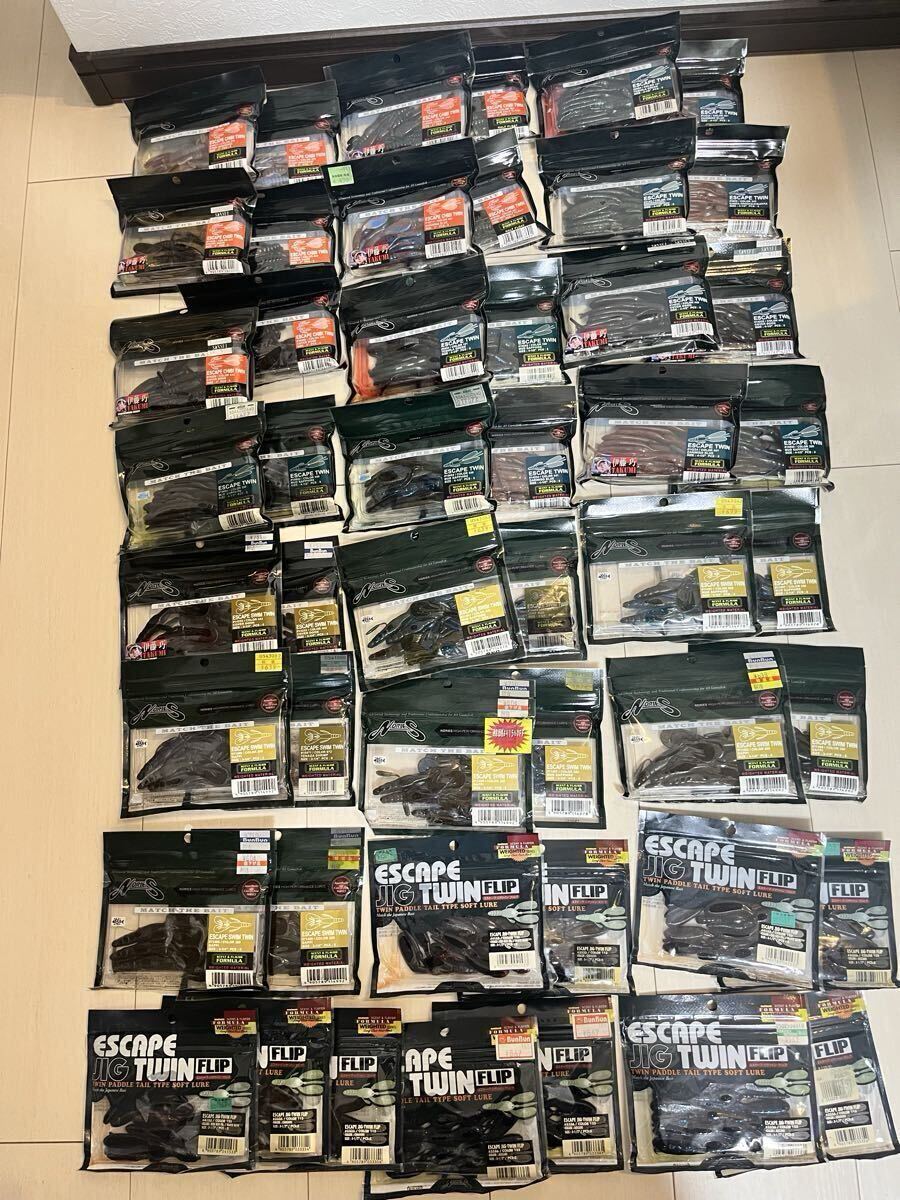 ノリーズワームセット未使用品49袋　エスケープツイン、ジグツインフリップ、チビツイン_画像1