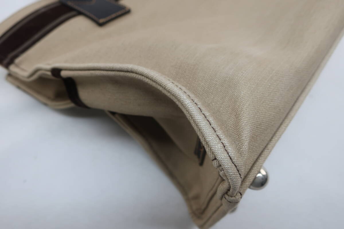 【送900円】2678　TOPKAPI　トプカピ　キャンバス地　トートバッグ　持ち手レザー　スクエア型　マチ有り　ベージュ_画像10
