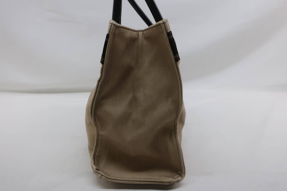 【送900円】2678　TOPKAPI　トプカピ　キャンバス地　トートバッグ　持ち手レザー　スクエア型　マチ有り　ベージュ_画像3