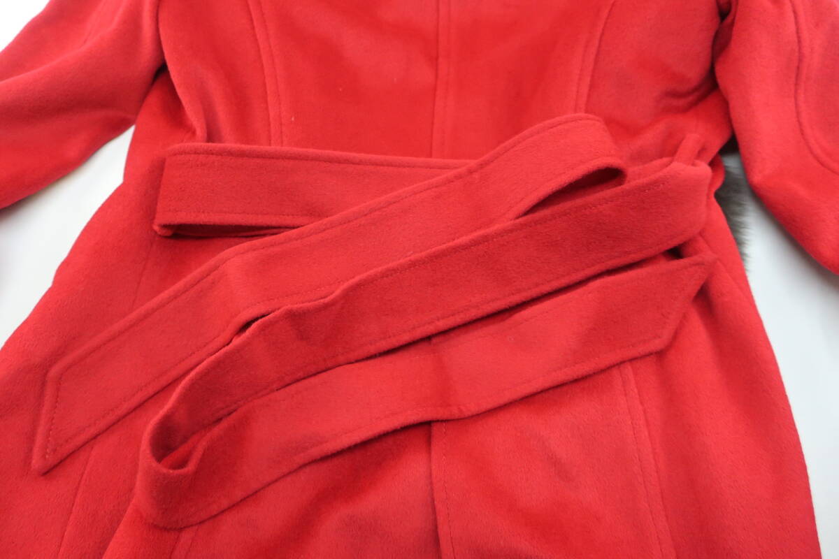 【送900円】2727　COUP DE CHANCE　クードシャンス　レディース　ガウンコート　アンゴラ混　ファー取り外し可　ベルト　レッド　38　_画像8