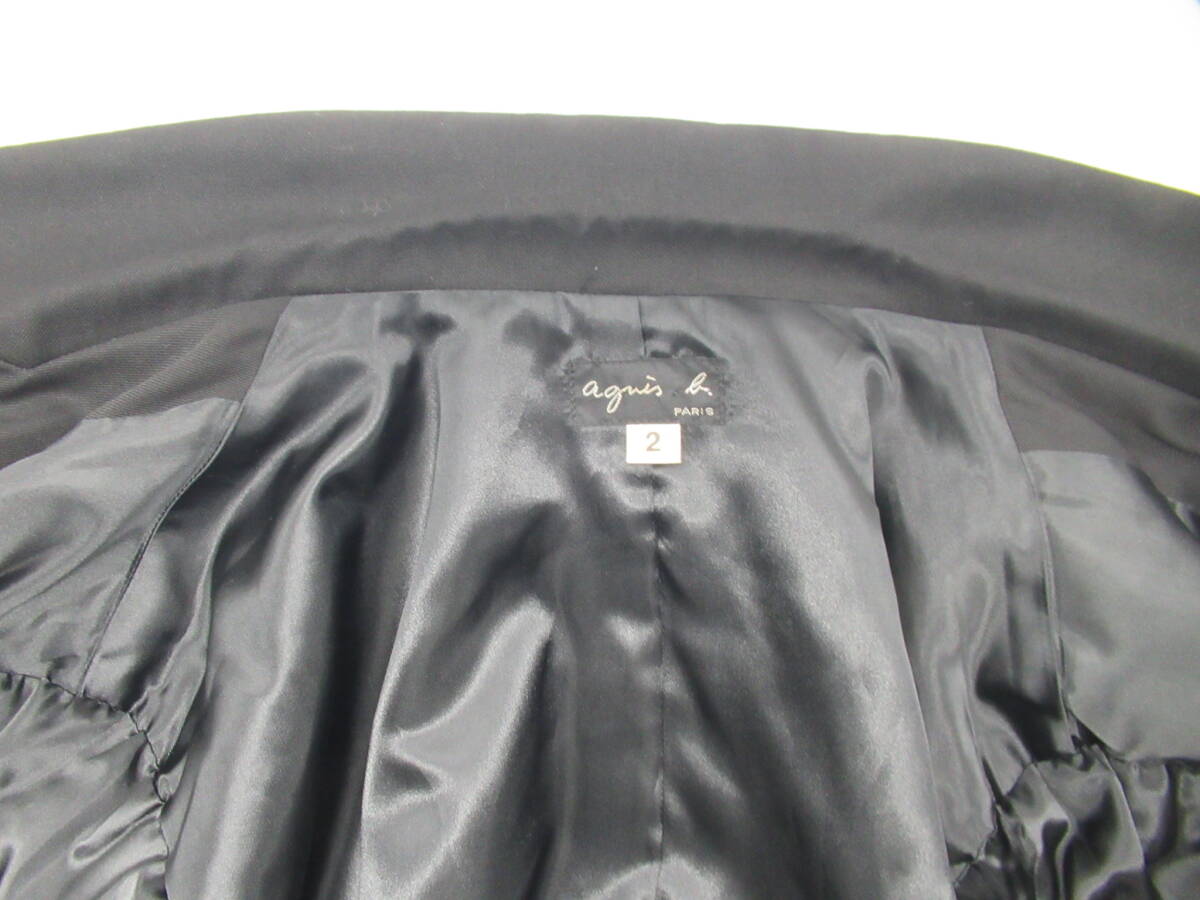 【送900円】2767　agnes b.　アニエスベー　テーラードジャケット　メンズ？　ブラック　毛100％　アウター　羽織　シングル　スーツ　2_画像8