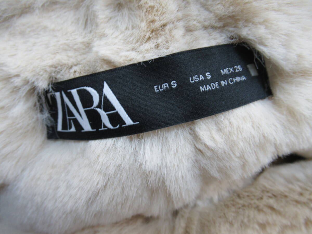 【送900円】3093　ZARA　ザラ　レディース　フェイクムートン　ハーフコート　ジャケット　アイボリー　EUR S　_画像4