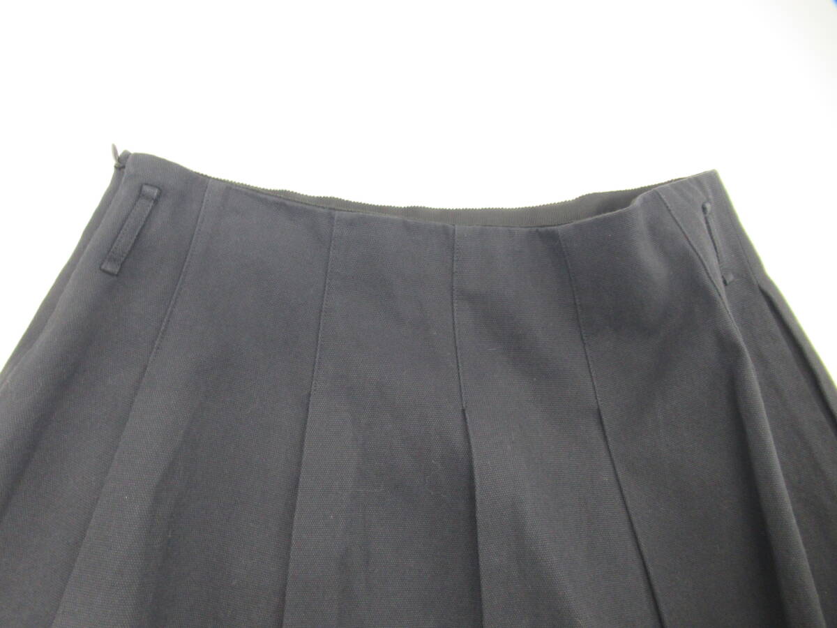 【送900円】3151 MARGARET HOWELL マーガレットハウエル コットンフレアスカート 膝丈 プリーツタック ネイビー コットン100% Ⅱ_画像9