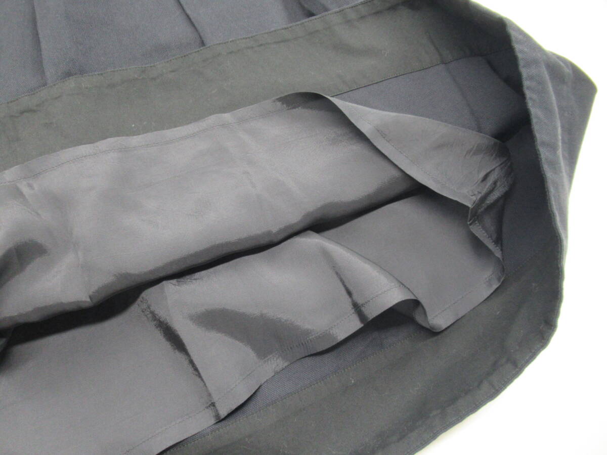 【送900円】3151 MARGARET HOWELL マーガレットハウエル コットンフレアスカート 膝丈 プリーツタック ネイビー コットン100% Ⅱ_画像6