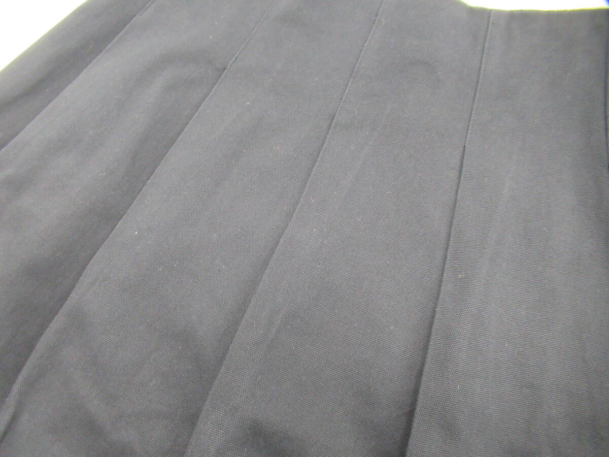 【送900円】3151 MARGARET HOWELL マーガレットハウエル コットンフレアスカート 膝丈 プリーツタック ネイビー コットン100% Ⅱ_画像7