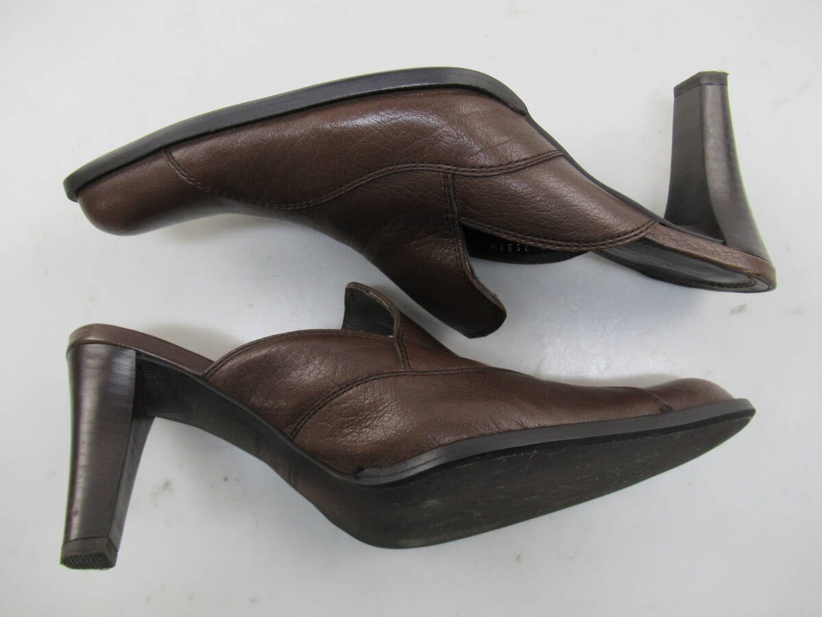 【送900円】3218　JOHNNY MOKE LONDON　ジョニーモーク　レザーミュール　パンプス　ヒール　ブラウン　日本製　サンダル　39_画像5