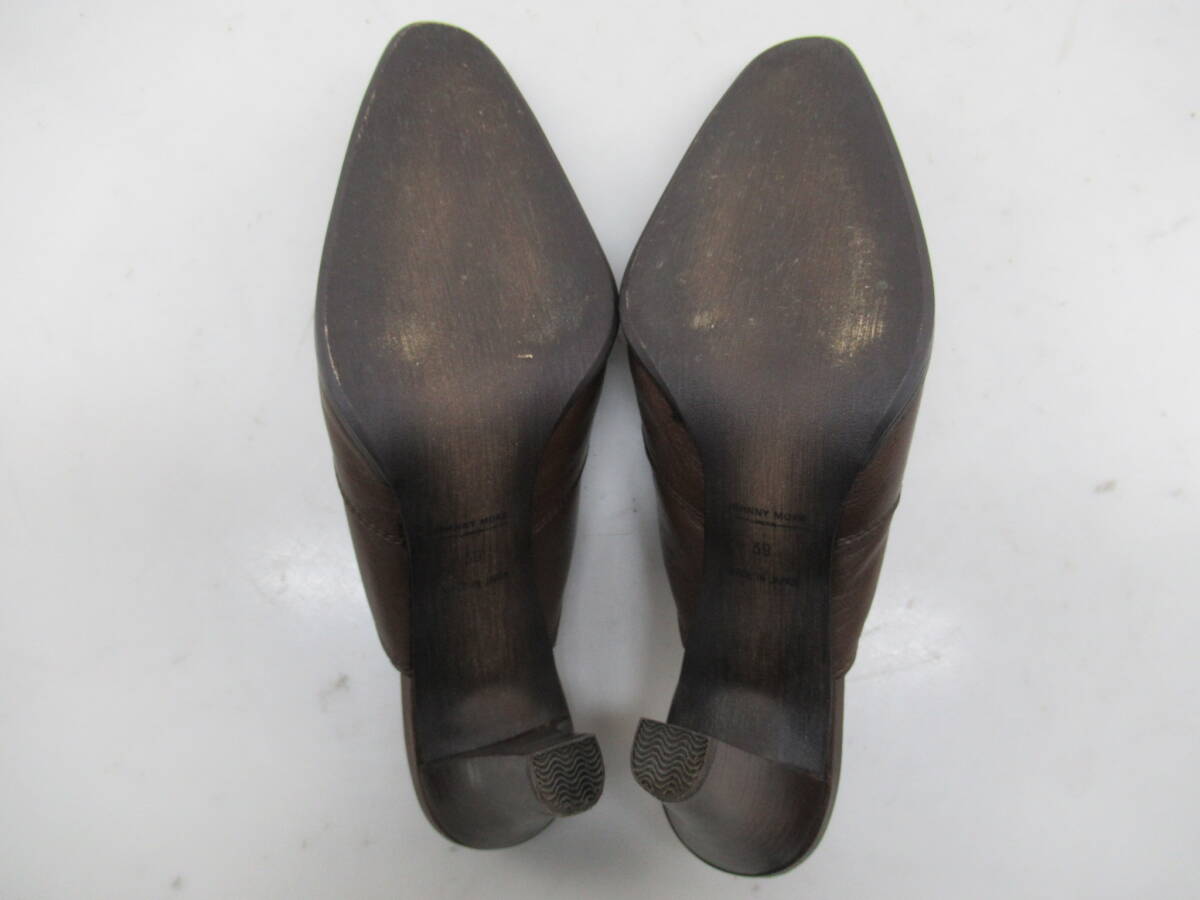 【送900円】3218　JOHNNY MOKE LONDON　ジョニーモーク　レザーミュール　パンプス　ヒール　ブラウン　日本製　サンダル　39_画像7