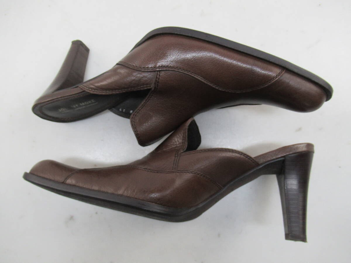 【送900円】3218　JOHNNY MOKE LONDON　ジョニーモーク　レザーミュール　パンプス　ヒール　ブラウン　日本製　サンダル　39_画像6