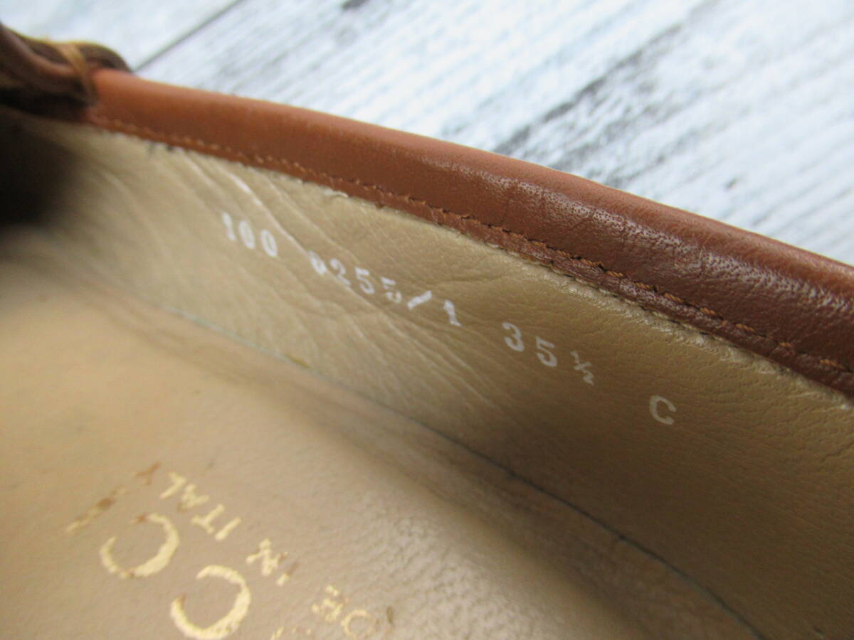 ★【B送900円】2893 GUCCI グッチ ビットローファー レディース スエードレザー キャメル ゴールド金具 イタリア製 35 1/2 C_画像9