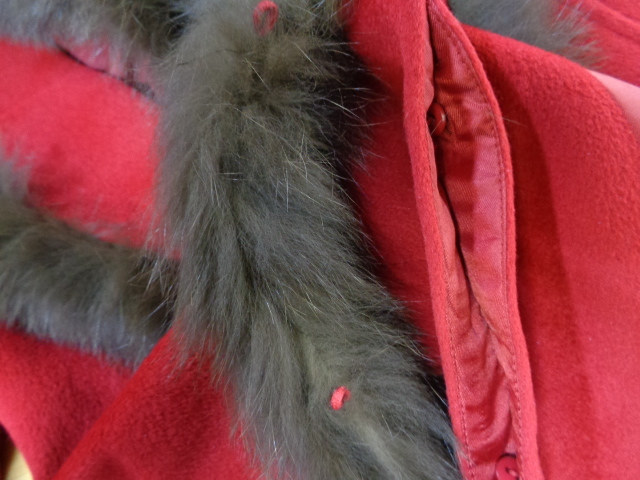 【送900円】2727　COUP DE CHANCE　クードシャンス　レディース　ガウンコート　アンゴラ混　ファー取り外し可　ベルト　レッド　38　_画像9