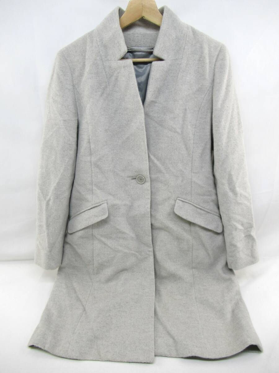 【送900円】3237 COUP DE CHANCE クードシャンス レディースミディ丈コート アウター アンゴラ×羊毛 ライナー付き グレー 38_画像1