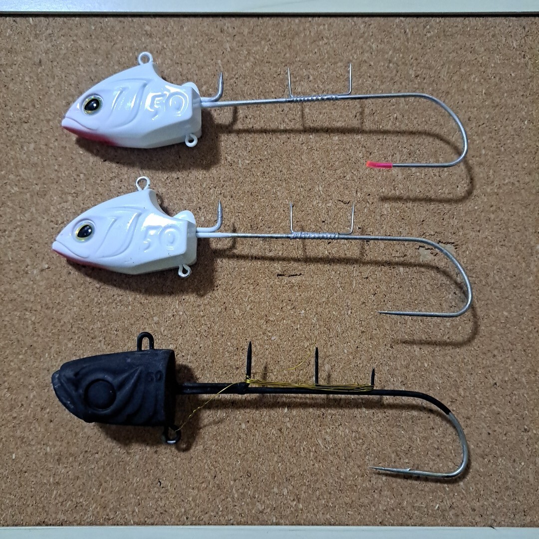 未使用と中古品 シマノ サーベルマスター 船テンヤ50号とハヤブサ 太刀魚テンヤBSステルスブラック 3個セット 送料180円　　　_画像1