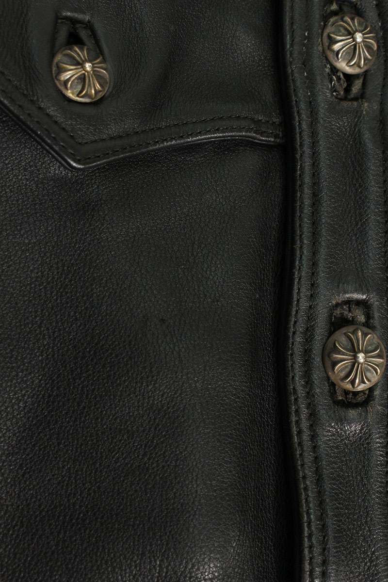 クロムハーツ サイズ:S CLASSIC JEAN LTHR レザークラシックジーン クロスボールボタンレザージャケット 中古 SJ02_画像3