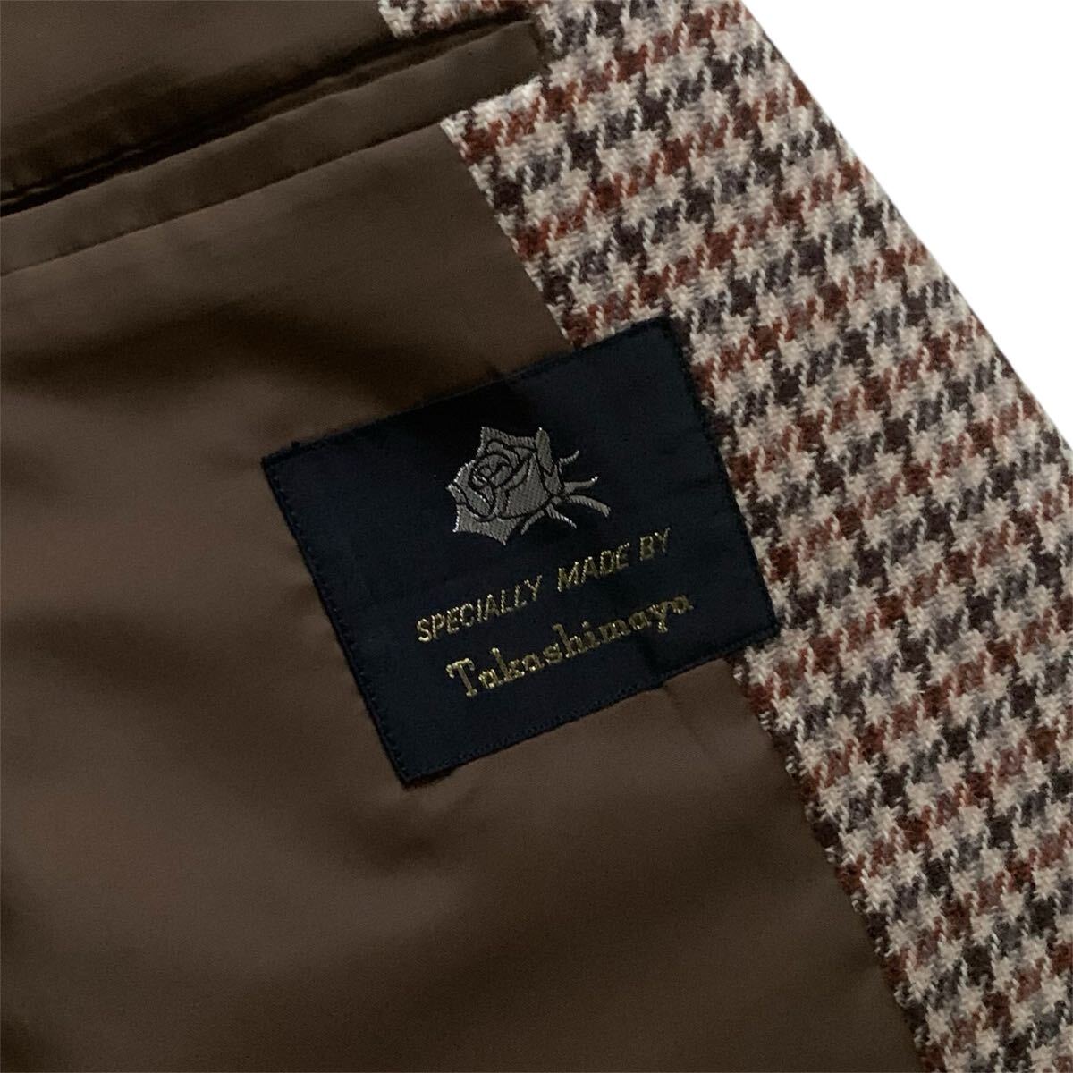 送料込！美品★Takashimaya 高島屋★英国ウール仕様 千鳥格子ツイードジャケット★165/A4体★_画像6