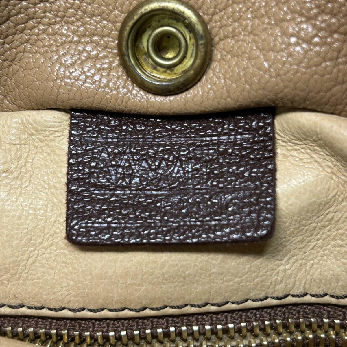 【YH-4089】中古品 MAMET Maroquinier マメ マロキニエール レザー ショルダーバッグ ベージュ系色 保存袋付き 鞄 バッグ _画像7