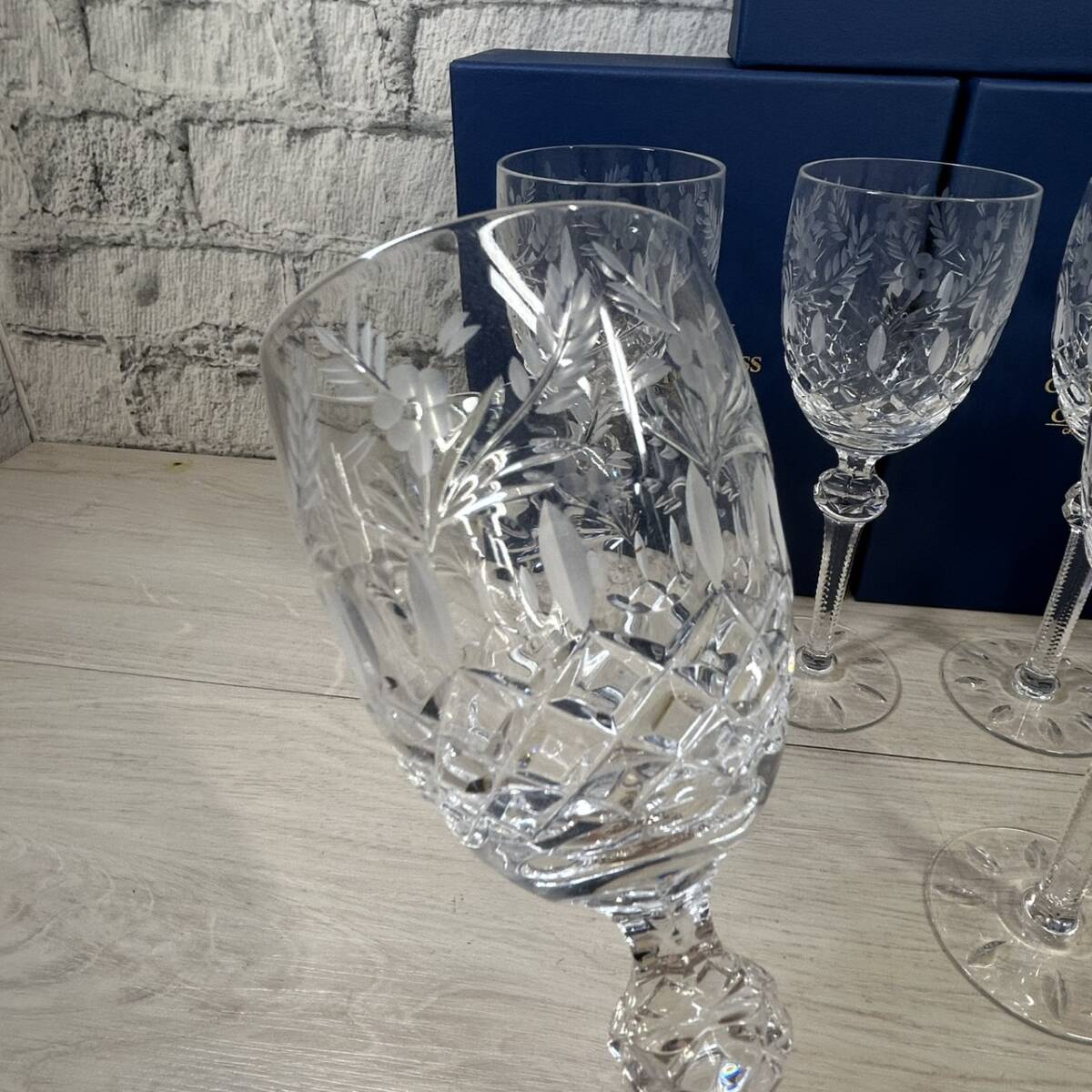 【YH-4151】未使用 HUNGARY Crystal GLASS Collection ハンガリー クリスタル グラス コレクション ガラス 工芸 フラワーベース 3箱 計6客_画像4