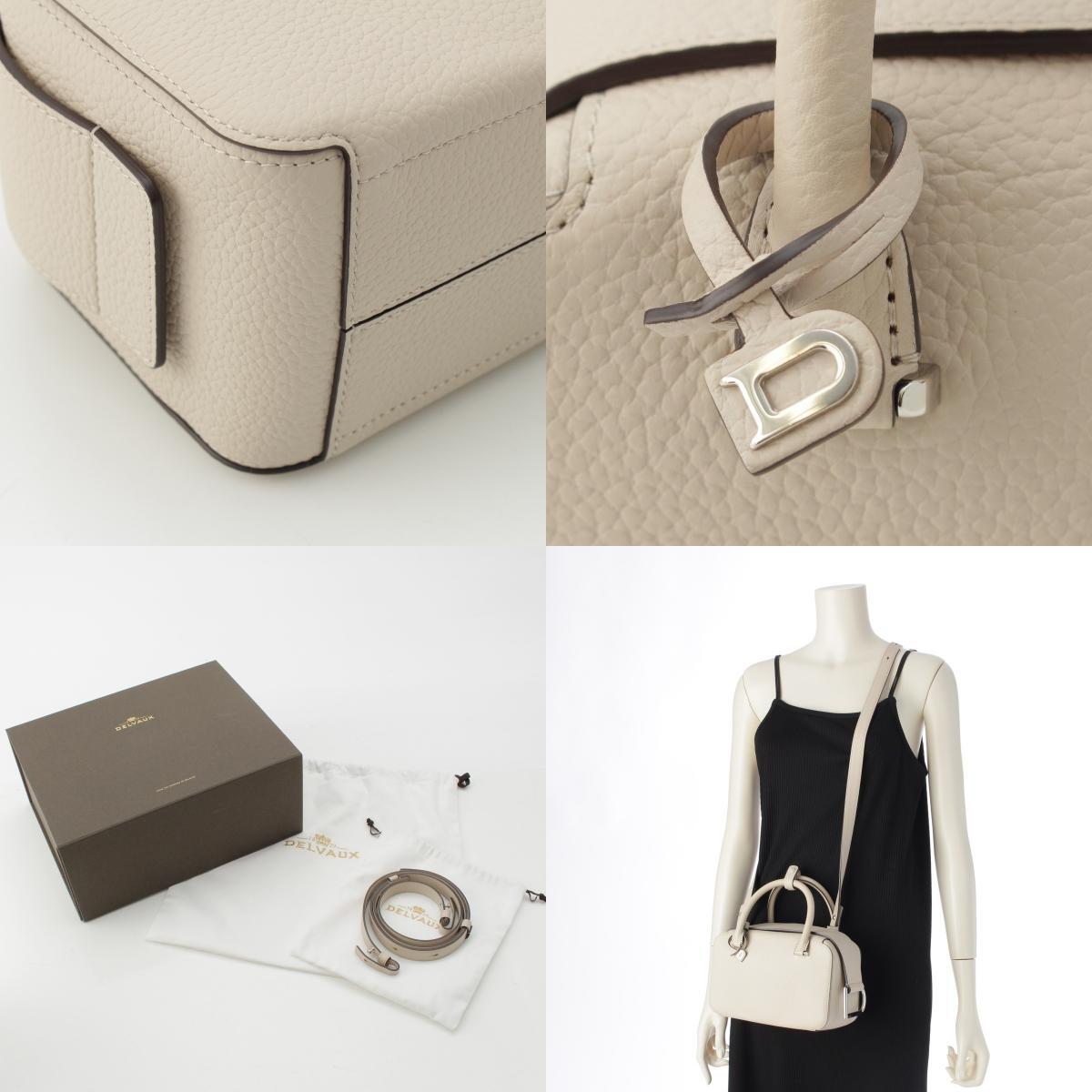 デルヴォー 24SS クールボックス ミニ トリヨン ソフトグレインレザー 2way ショルダー ハンドバッグ AA0670AQY セサミ アイボリー【中古】_画像10