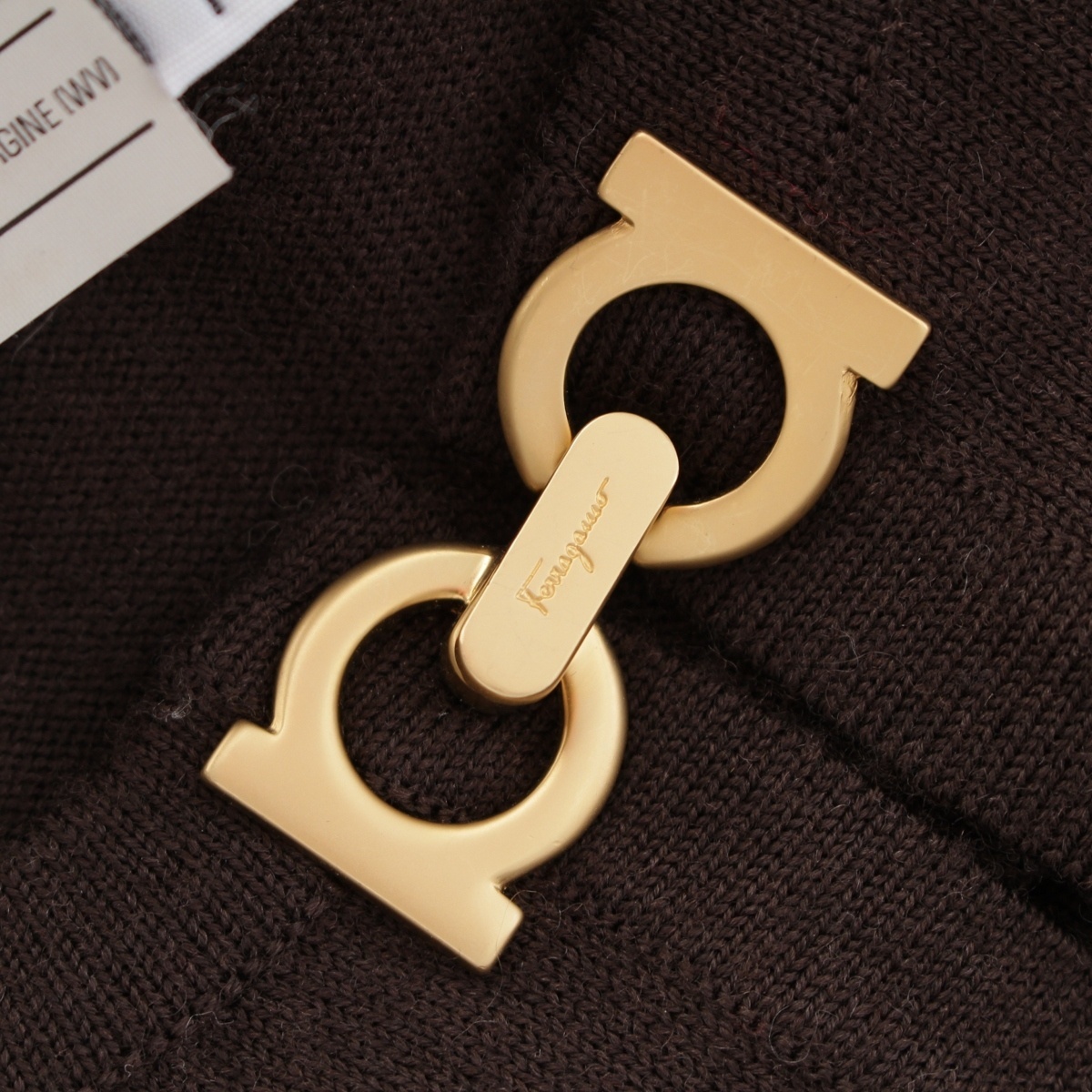  Salvatore Ferragamo шерсть gun chi-ni вязаный Brown M[ б/у ]