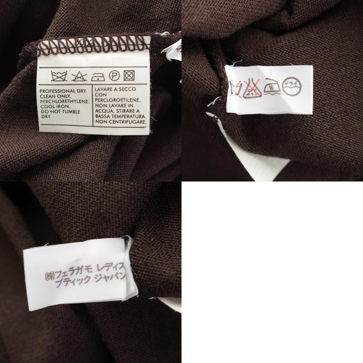  Salvatore Ferragamo шерсть gun chi-ni вязаный Brown M[ б/у ]