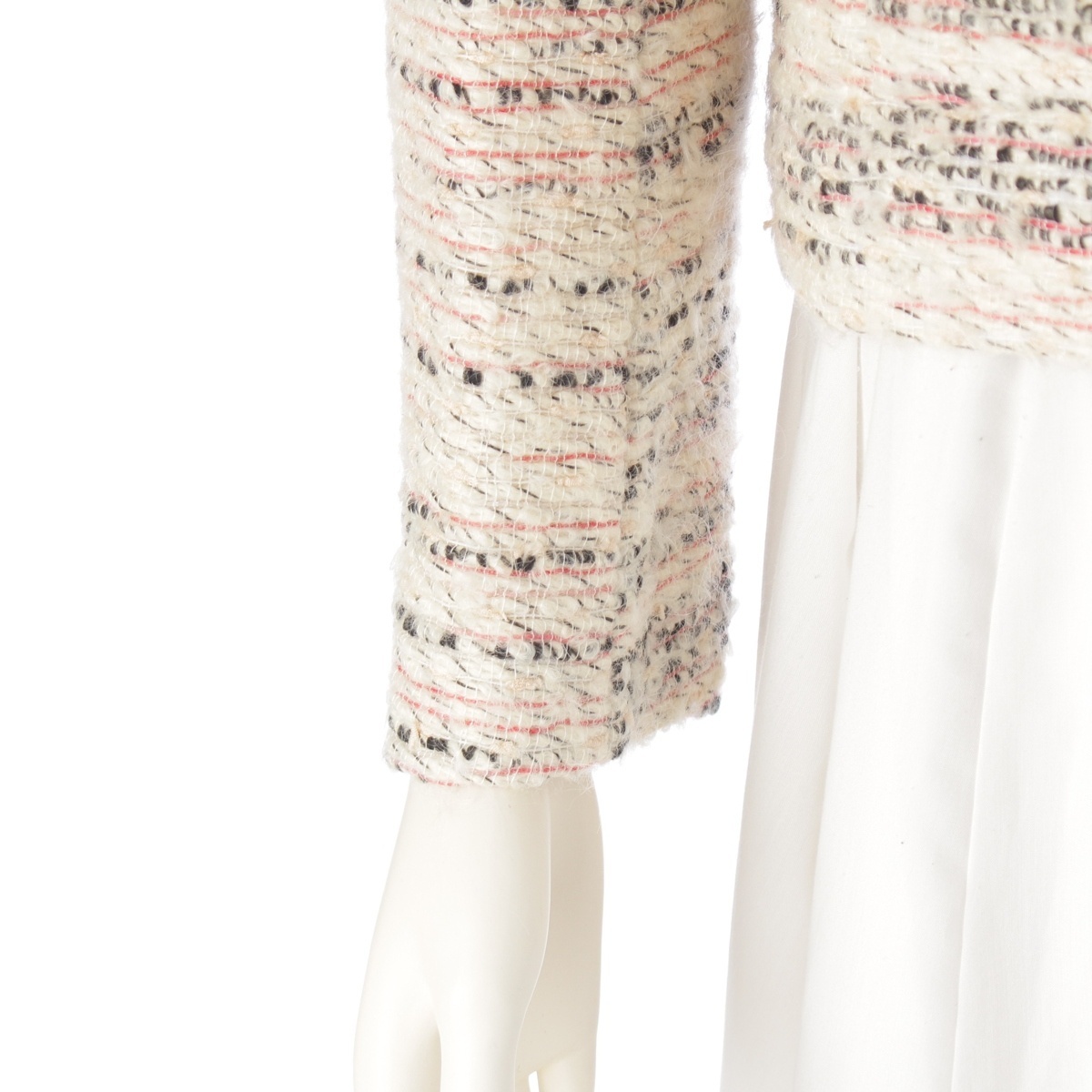 セリーヌ 22-23AW ウール モヘア ツイード クロップド 金ボタン ノーカラージャケット 2V83I389T マルチカラー 36【中古】_画像6