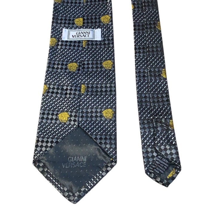 【美品】VERSACE ヴェルサーチ ネクタイ ハイブランド ブラック メデューサ 総柄 イタリア製 ビジネス スーツ_画像4