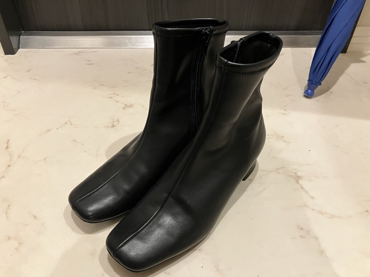 JELLY BEANS ジェリービーンズ ショートブーツ ブラック ブーツ サイドジップ 黒 シューズ 靴 中古_画像1