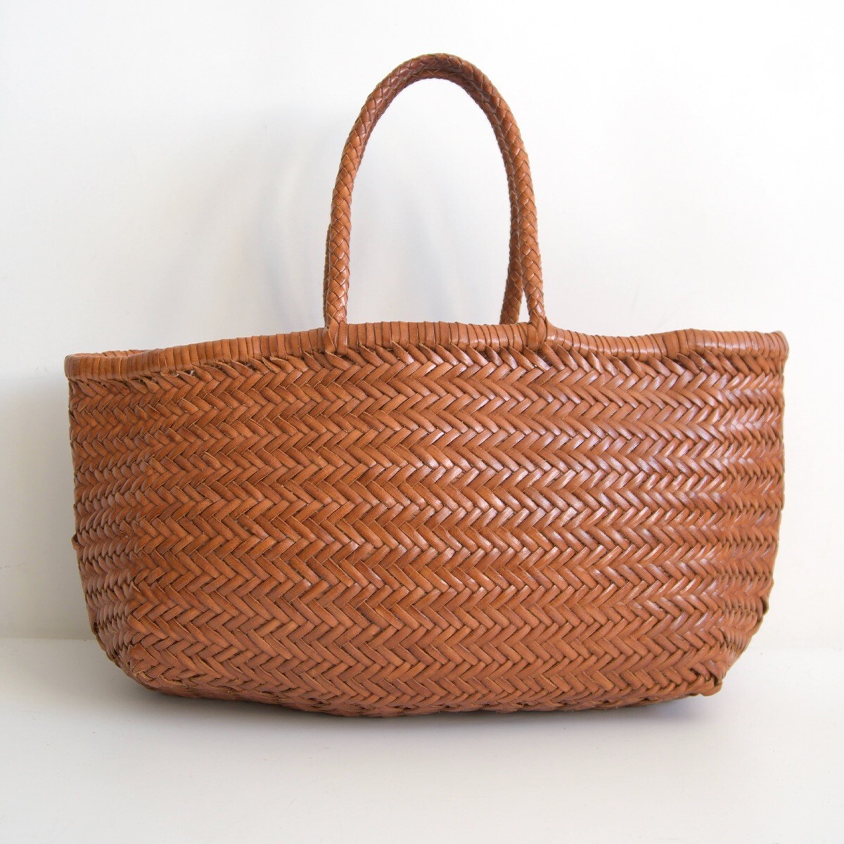 【美品】DRAGON【レザー メッシュ トートバッグ】 ブラウン 編み込み ドラゴン 25110878_画像2