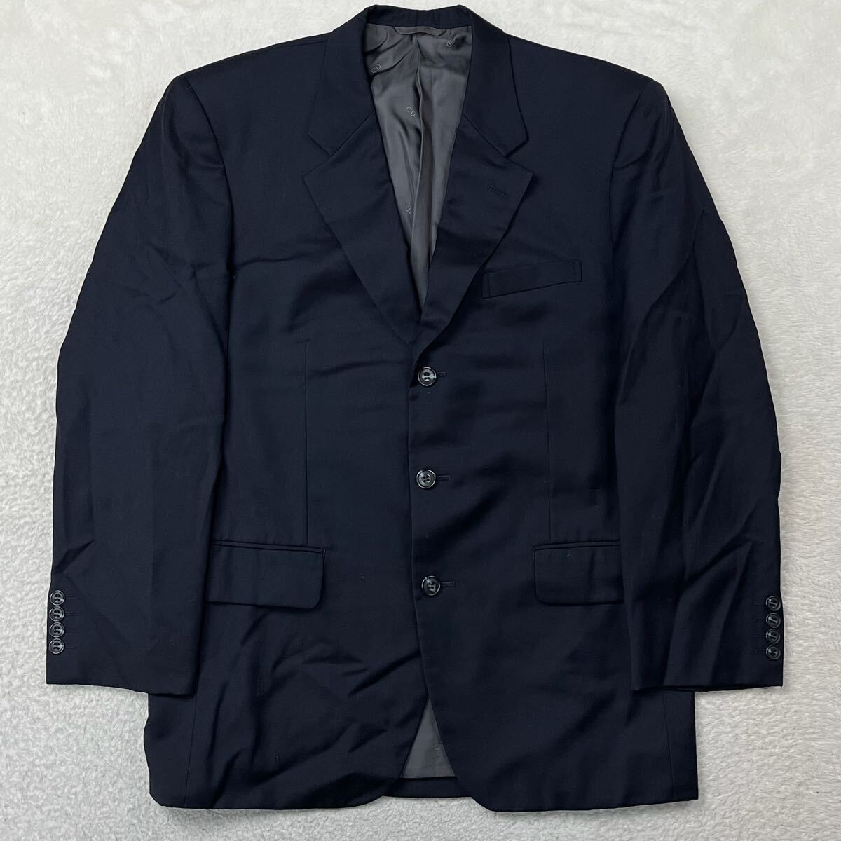 christian dior クリスチャンディオール VINTAGE シングル テーラードジャケット 紺 ビジネス スーツ ブレザー 紳士　 ウール Mサイズ相当_画像1