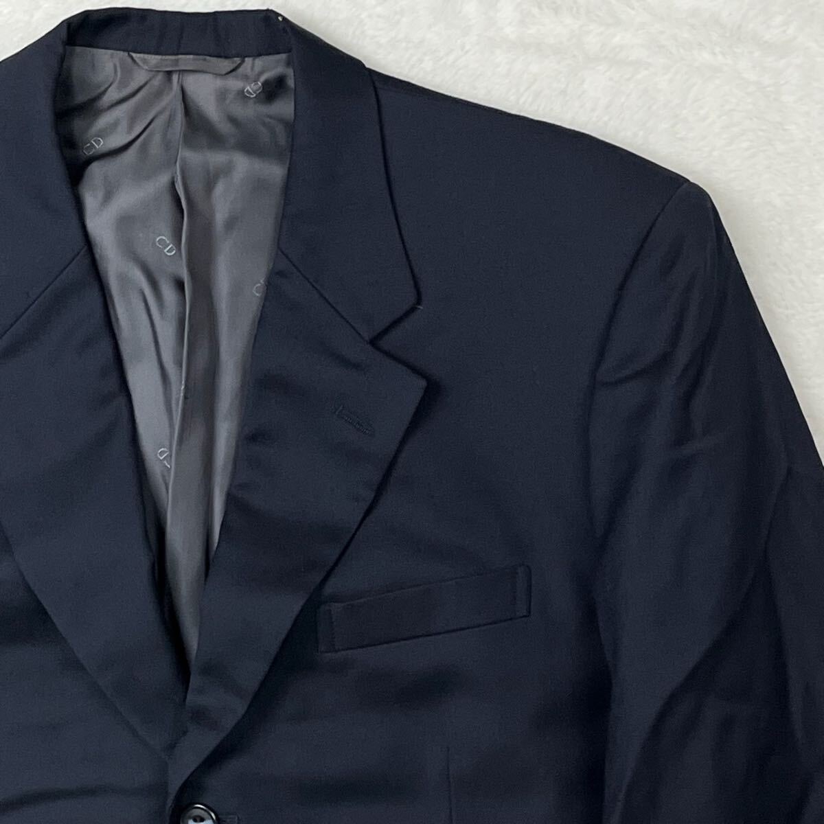 christian dior クリスチャンディオール VINTAGE シングル テーラードジャケット 紺 ビジネス スーツ ブレザー 紳士　 ウール Mサイズ相当_画像3