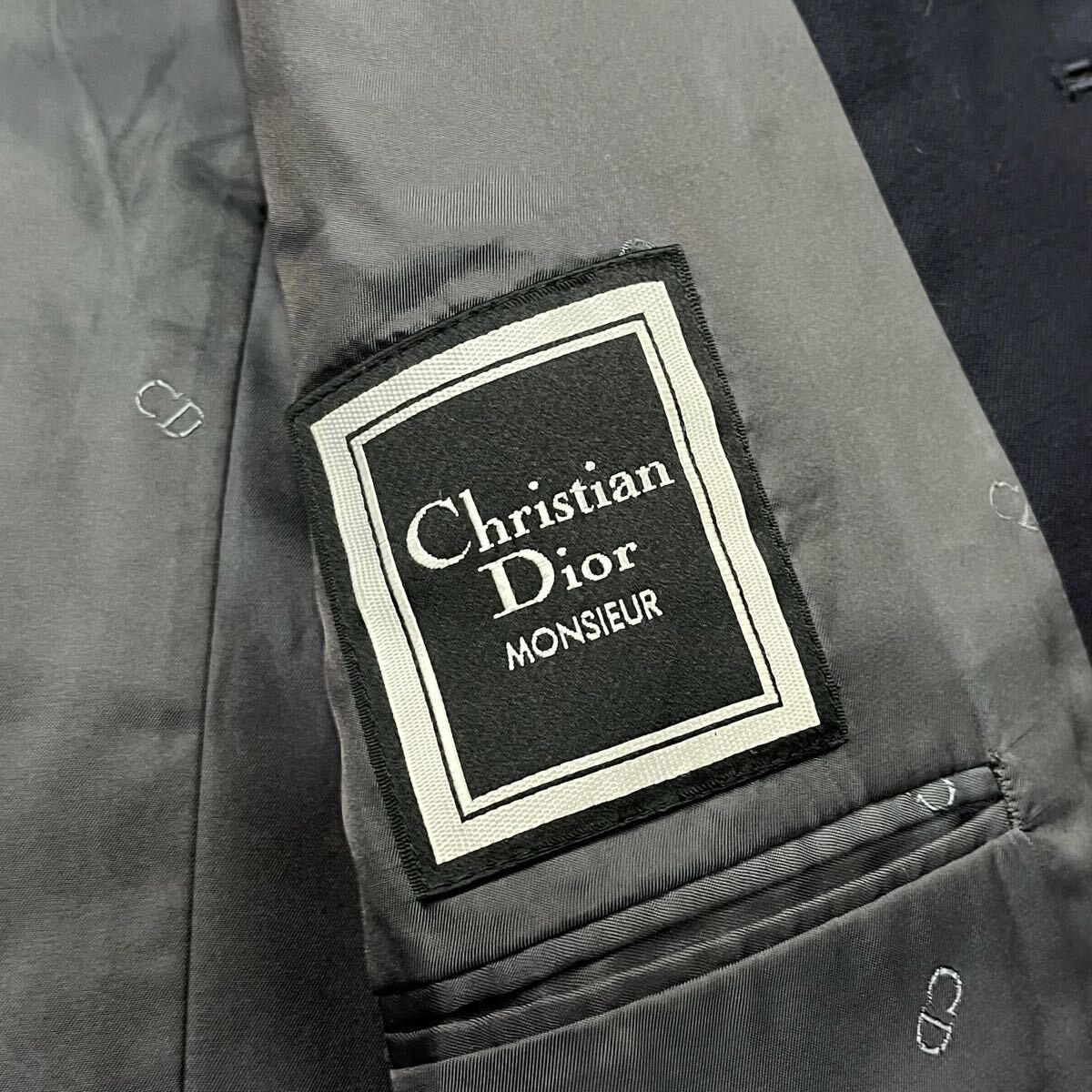 christian dior クリスチャンディオール VINTAGE シングル テーラードジャケット 紺 ビジネス スーツ ブレザー 紳士　 ウール Mサイズ相当_画像5