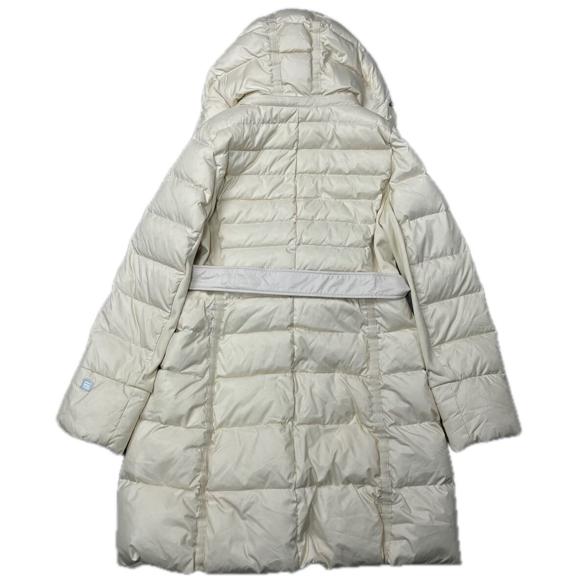 FILA GOLF フィラゴルフ ダウンジャケット ダウンコート ホワイト フード着脱可 ジップアップ LL ダウン80% フェザー20% フェイクファー_画像2