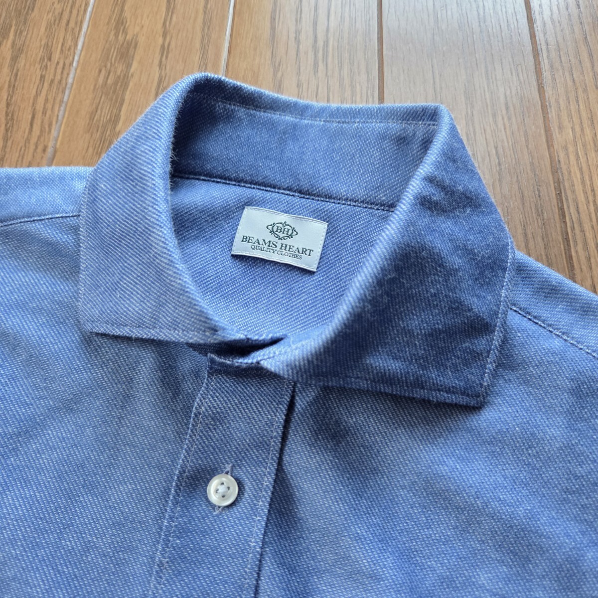 【美品】 BEAMS HEART ビームスハート シャツ ワイシャツ ブルー Mサイズ_画像1