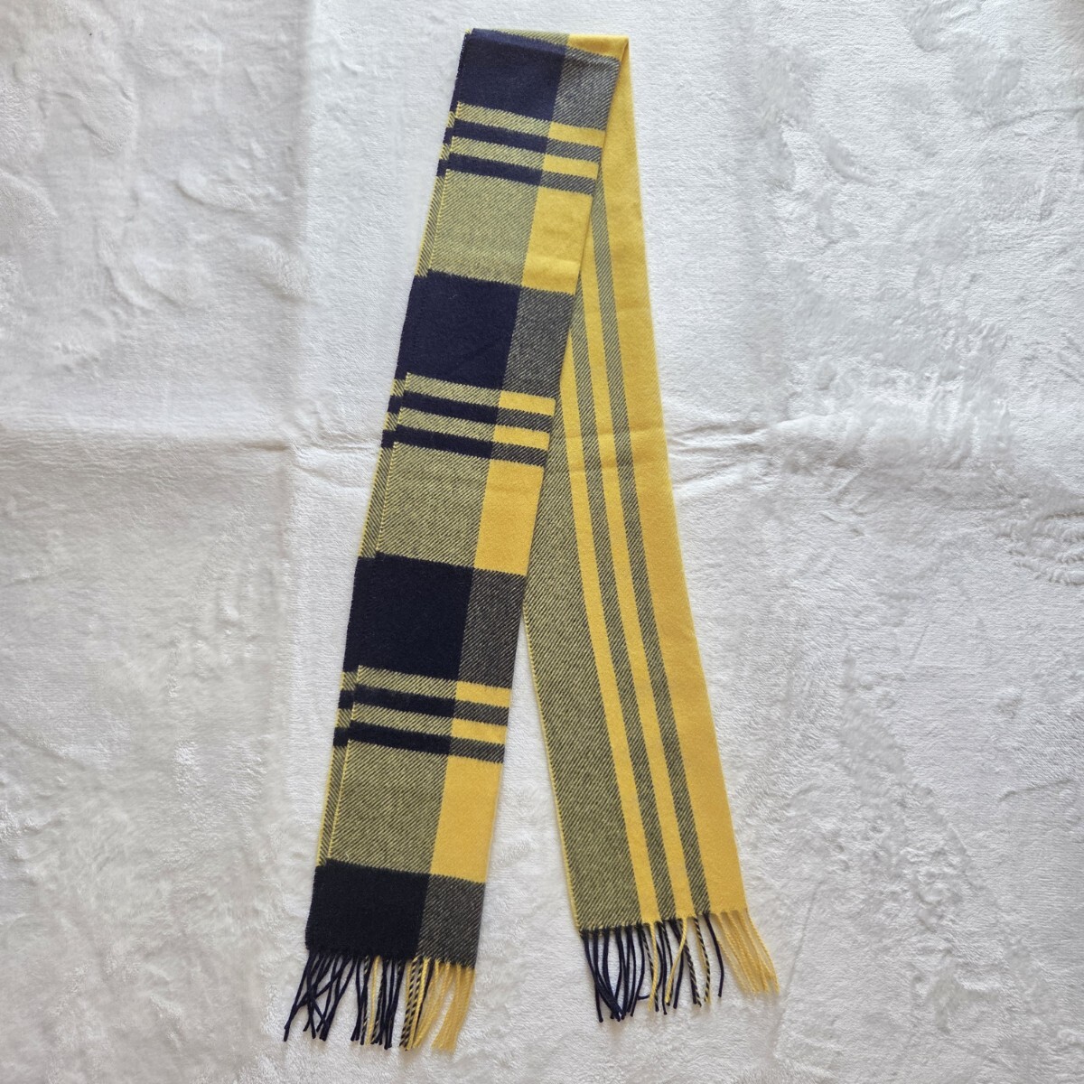 【新品未使用】 FAIRFAX COLLECTIVE フェアファクス コレクティブ マフラー カシミヤ チェック ネイビー イエロー_画像5