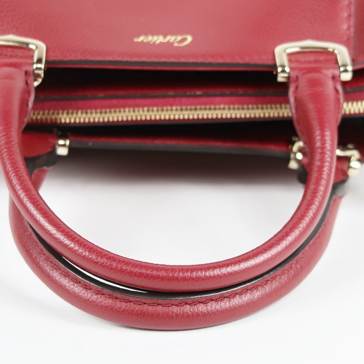 【超美品】Cartier カルティエ Cドゥ 2WAYショルダー ハンドバッグ ボルドー ブランド鞄【TN76】_画像7