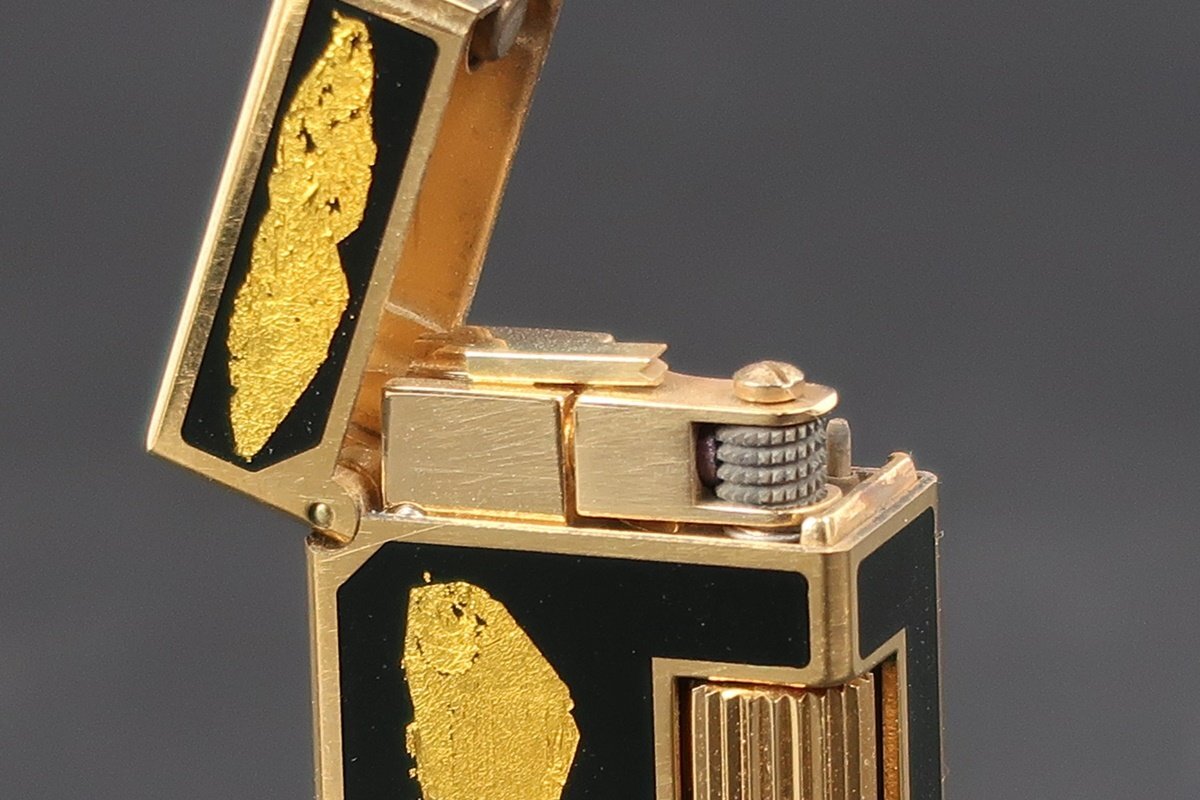 【超美品】dunhill ダンヒル 高級ガスライター 金箔柄 喫煙具 ブランド小物 着火確認済み【TG39】_画像5