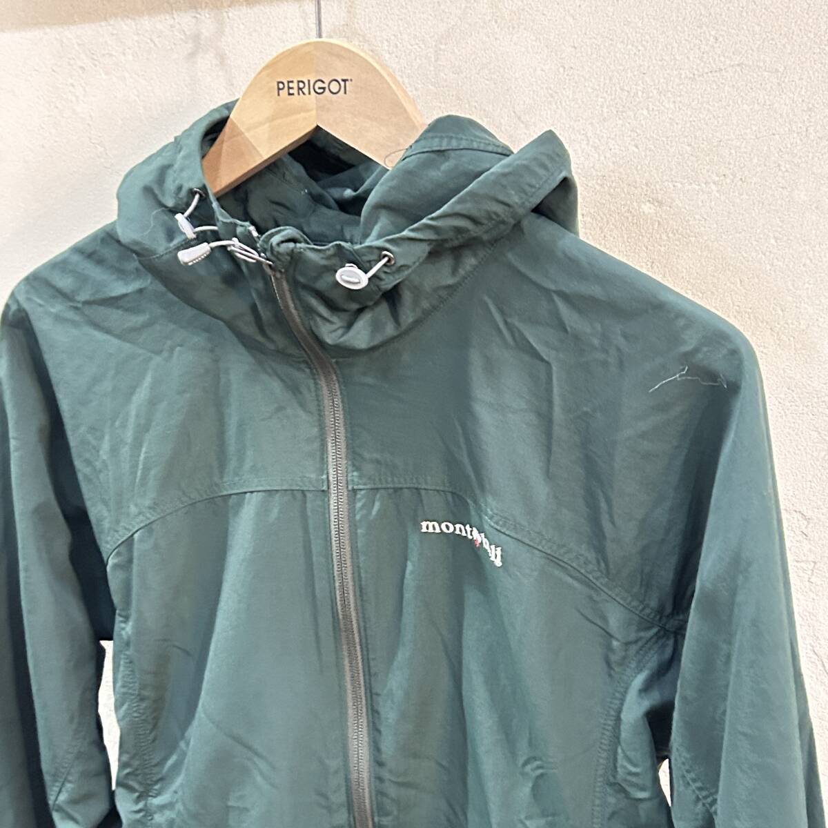 3103 mont bell / モンベル 1103246 O.D.パーカー ナイロンジャケット グリーン レディース Lサイズ フーディ ジップ USED _画像2