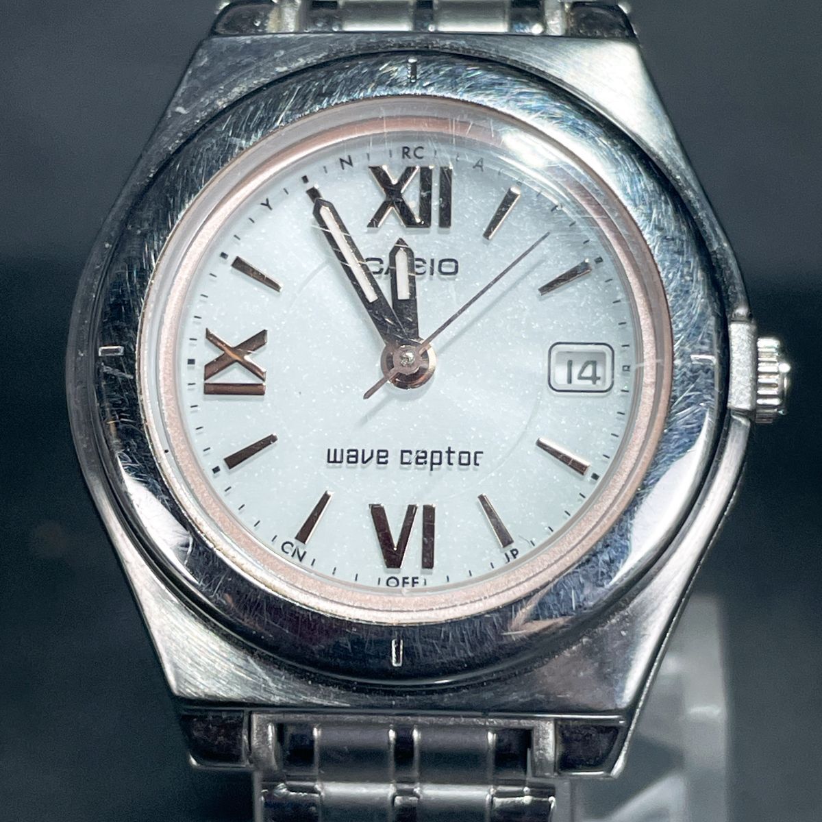 美品 CASIO カシオ WAVE CEPTOR ウェーブセプター LWQ-10DJ-7A2JF 腕時計 アナログ 電波ソーラー 3針 カレンダー メタルバンド 動作確認済_画像1